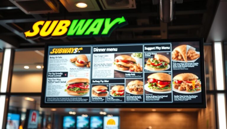 Subway Dinner menu