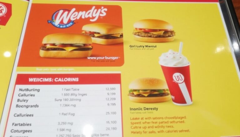 Wendy’s Menu Calories Details